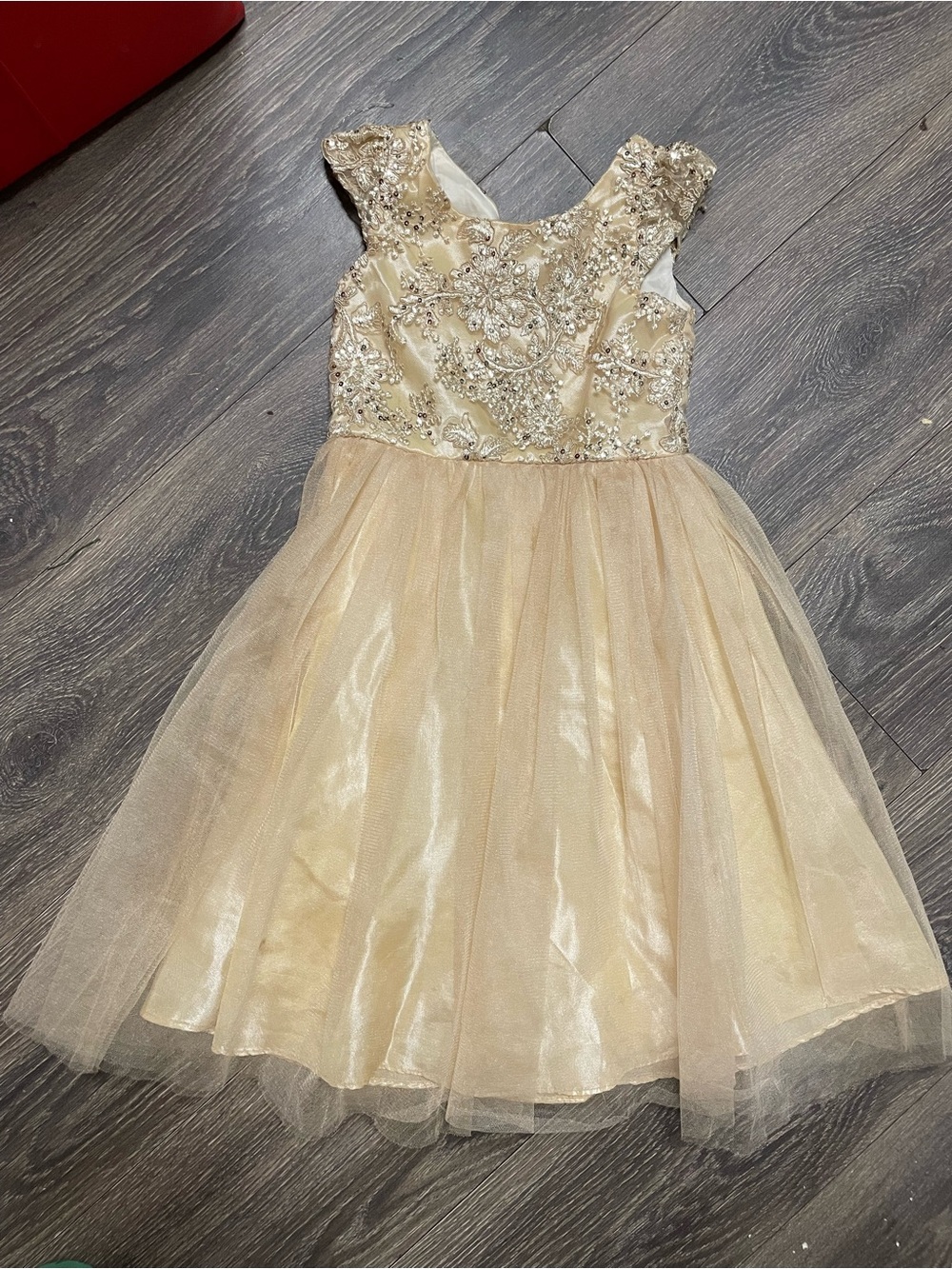 Girls' My Best Kid Gold Embellished Tulle Party Dress Cinderella ball gown 3 4